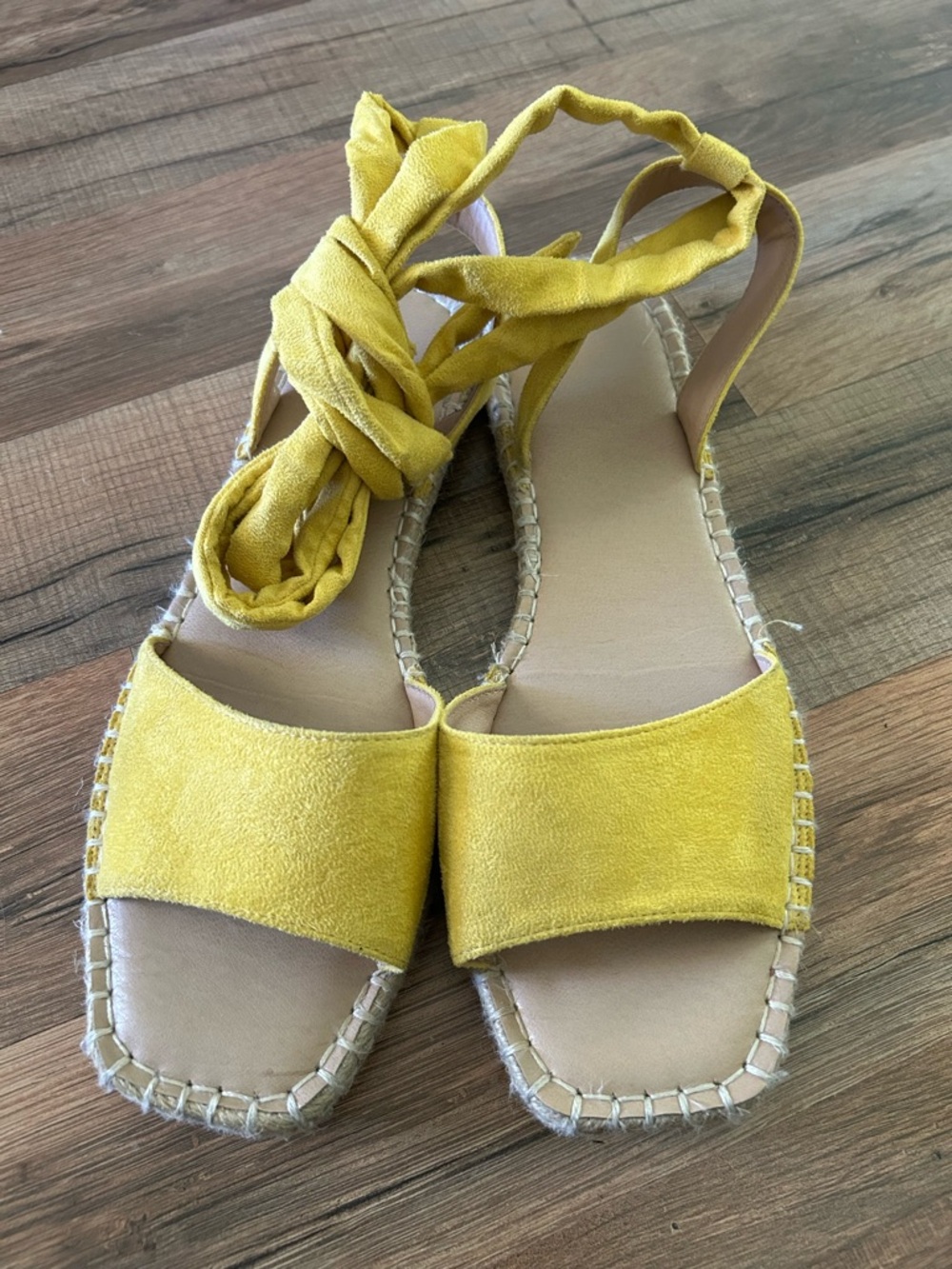 Women’s Yellow Lace-Up Espadrille Sandals